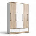Armoire en bois avec finitions blanches et portes miroirs dimensions 180 x 90 x 60cm