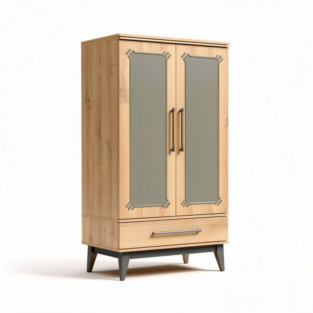 Armoire en bois avec portes en verre et tiroir dimensions 80 x 40 x 180cm