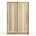 Armoire en bois avec portes en bois clair et finition crème 180 x 100 x 50cm