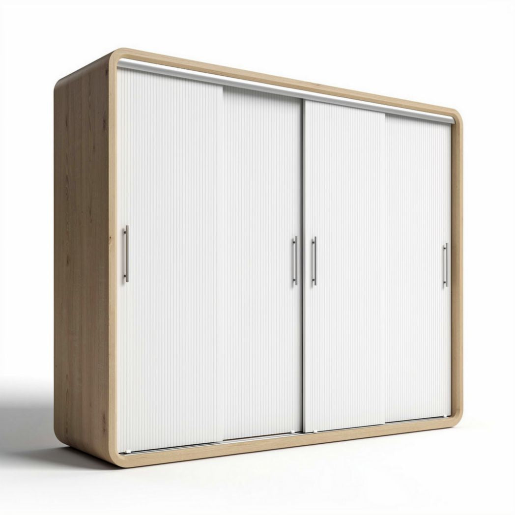 Armoire moderne en bois avec portes coulissantes blanches 150 x 50 x 100cm