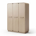 Armoire en bois clair de 120 x 60 x 200 cm avec trois portes à poignées