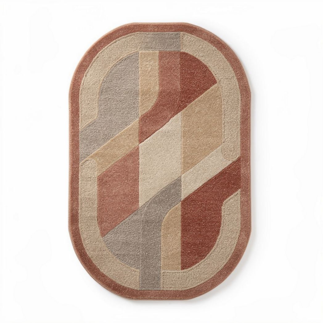 Tapis rectangulaire en laine moderne multicolore 120 x 80 x 1cm