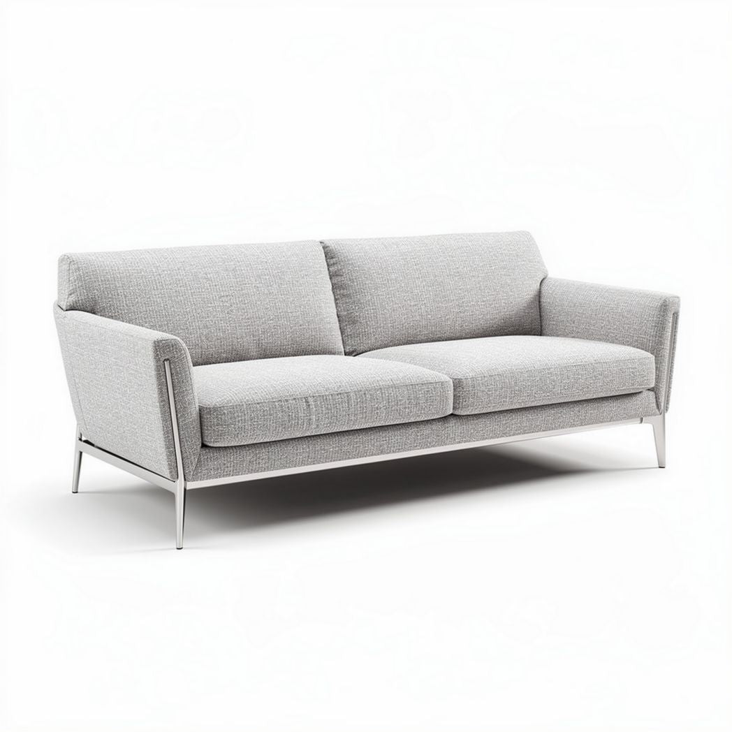 Canapé en tissu gris clair 180 x 80 x 70 cm avec structure en métal argenté