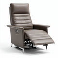 Fauteuil inclinable en cuir synthétique gris avec repose-pieds 90 x 80 x 105cm