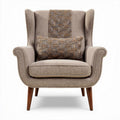 Fauteuil moderne en tissu beige avec coussin décoratif tissé dimensions 80 x 80 x 100cm