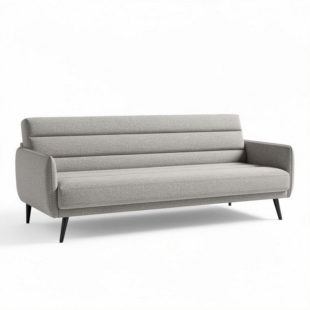 Canapé en tissu gris dimensions 200 x 90 x 85cm pour salon moderne